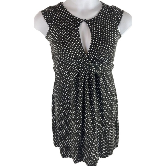 Seraphine‎ Maternity 6 Black & White Polka Dots True Wrap Dress Keyhole Nursing - Picture 1 of 11